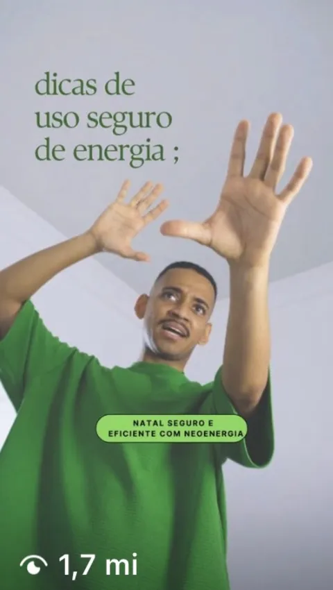 Print de reel do Yugui com selo de 1,7 milhão de visualizações, parceria com a Neoenergia sobre uso seguro de energia